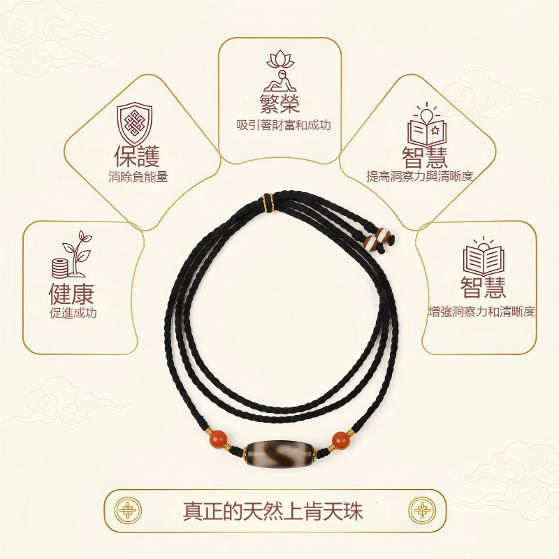 西藏布達拉直發上肯虎牙天珠吊墜