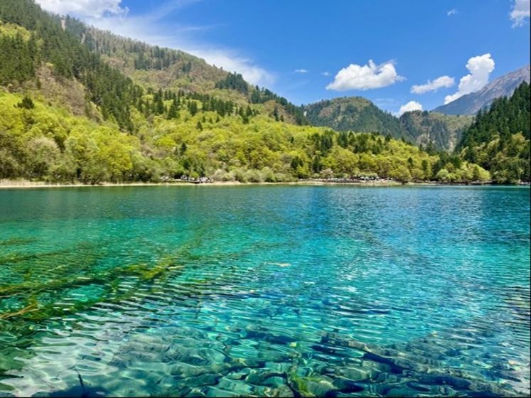 陽光下的九寨溝