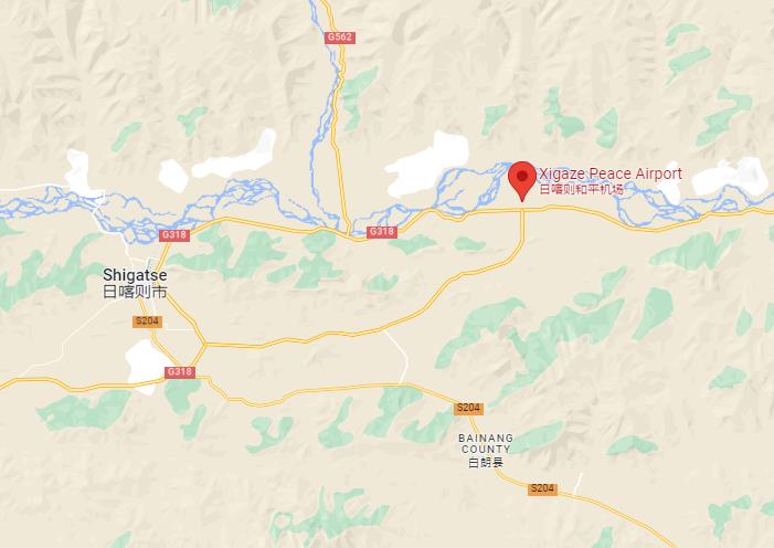 日喀則和平機場位置