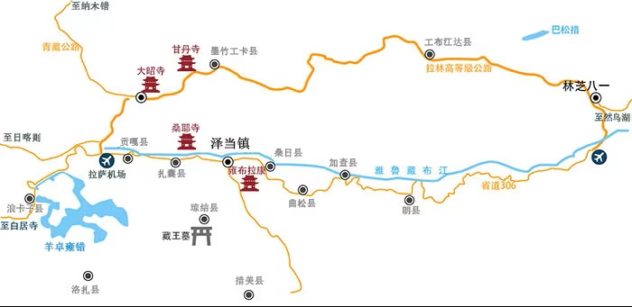 西藏山南旅遊地圖