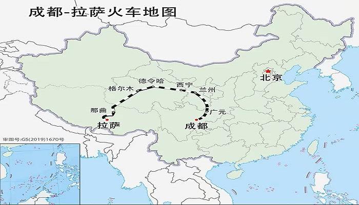 成都至拉薩火車地圖