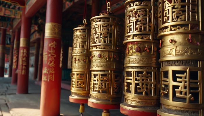 西藏寺廟轉經筒