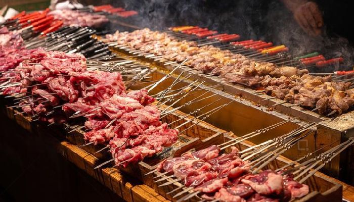 敦煌沙州夜市烤羊肉串