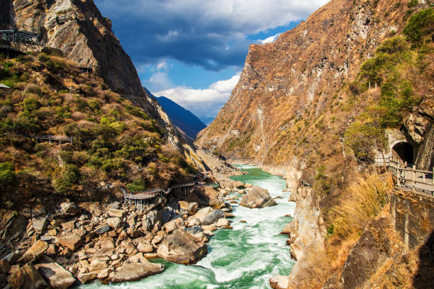 Tiger Leaping Gorge ,deepest mountain hole in world, in Lijiang, Yunnan Province, China.